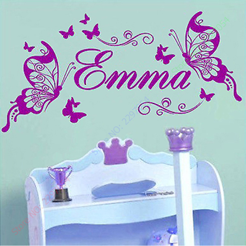 Baby Girl Nursery Quotes - Nieuwe Vlinders Gepersonaliseerde Naam Vinyl Vlinder