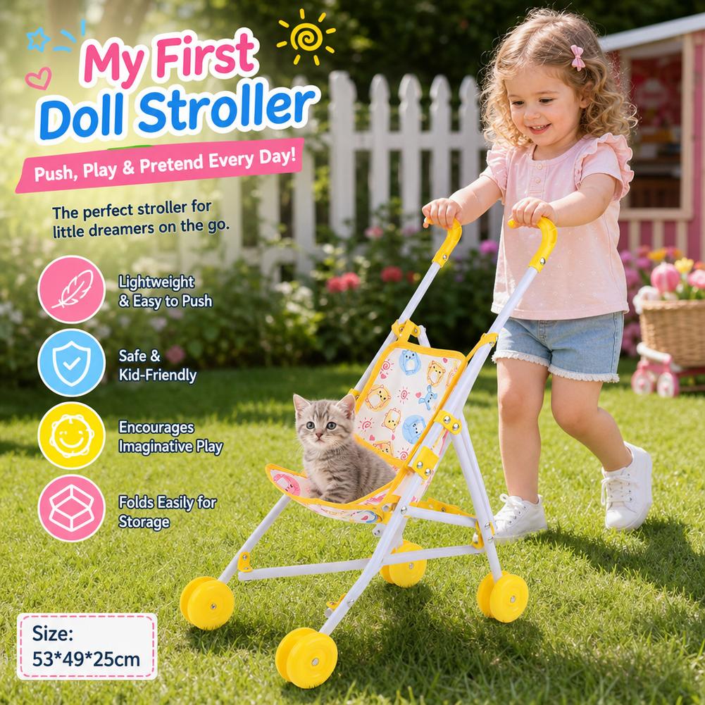 Baby Nursery Trolley - Poppenwagen Roze Baby Kinderwagen Trolley Interactieve